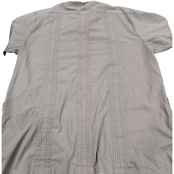 TropiCool Shirt Mens Large Short Sleeves Button Up Tan 4 Pockets Embroider Flaw - Picture 9 of 11